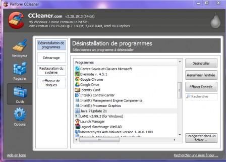 outils CCleaner